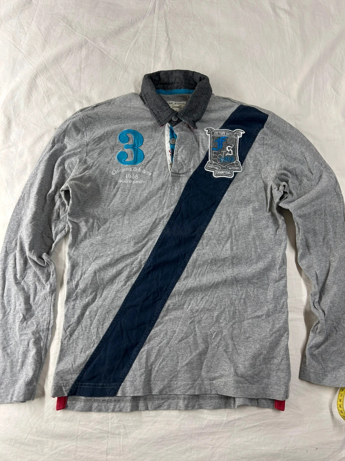 Polo à manches longues gris vintage We renos champions defenders 1968 taille L